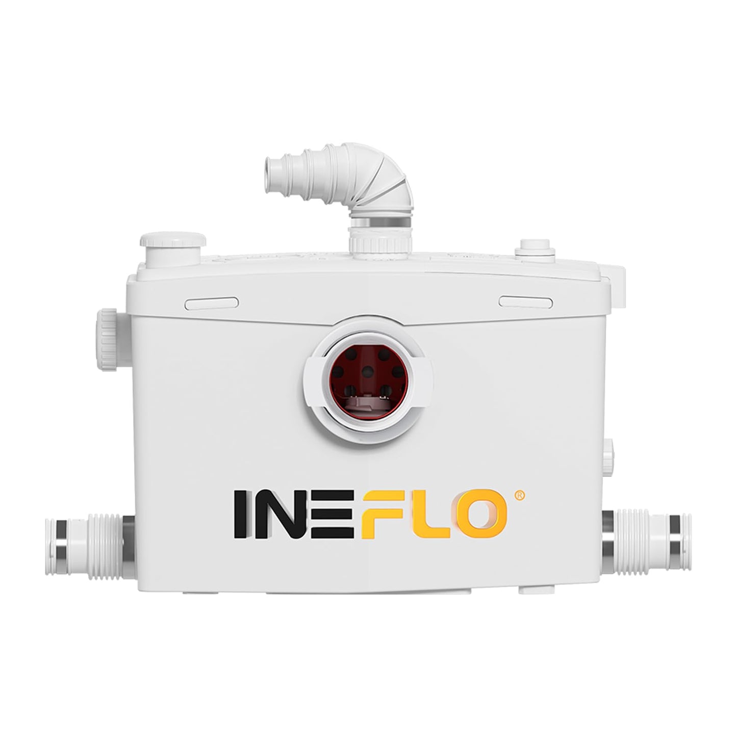 INEFLO 800W Macerator Pump for Upflush System, Sewage Grinder Pump with 4 Water Inlets for Basement Toilet, Sink, Shower, Bathtub Waste Water Disposal, Top & Side Discharge Option, 36ft Upflow Lifting