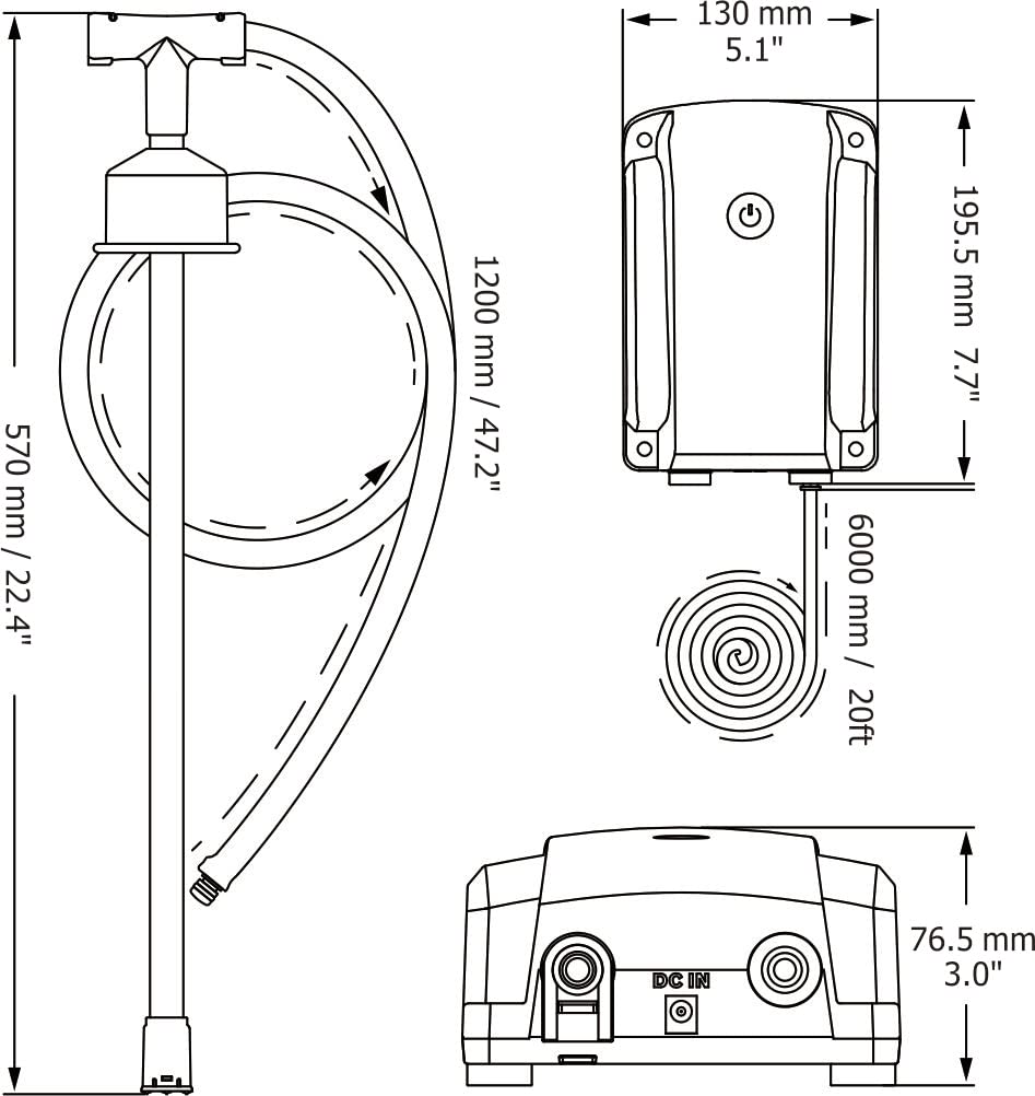 SEAFLO Bottled Water System - Convenient On/Off Switch, 20ft Discharge Tube, Wall Plug