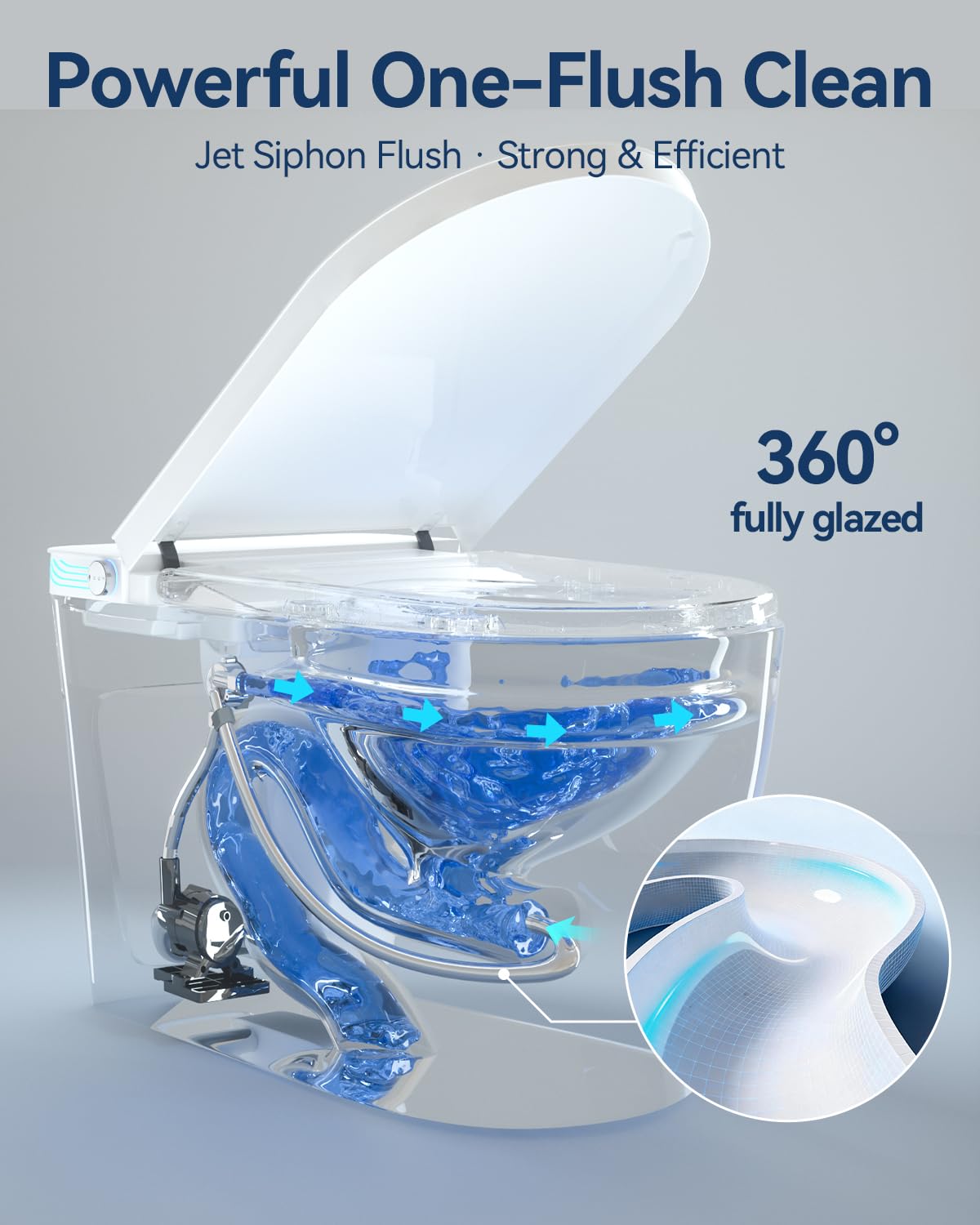 SmartWhale Electric Smart Toilet with Bidet Built In, ADA 17.6” Comfort Height for Modern Homes, Tankless One Piece, Water-Saving, Heated Seat, Warm Water, Air Dryer, Auto Lid, 1000g Flush
