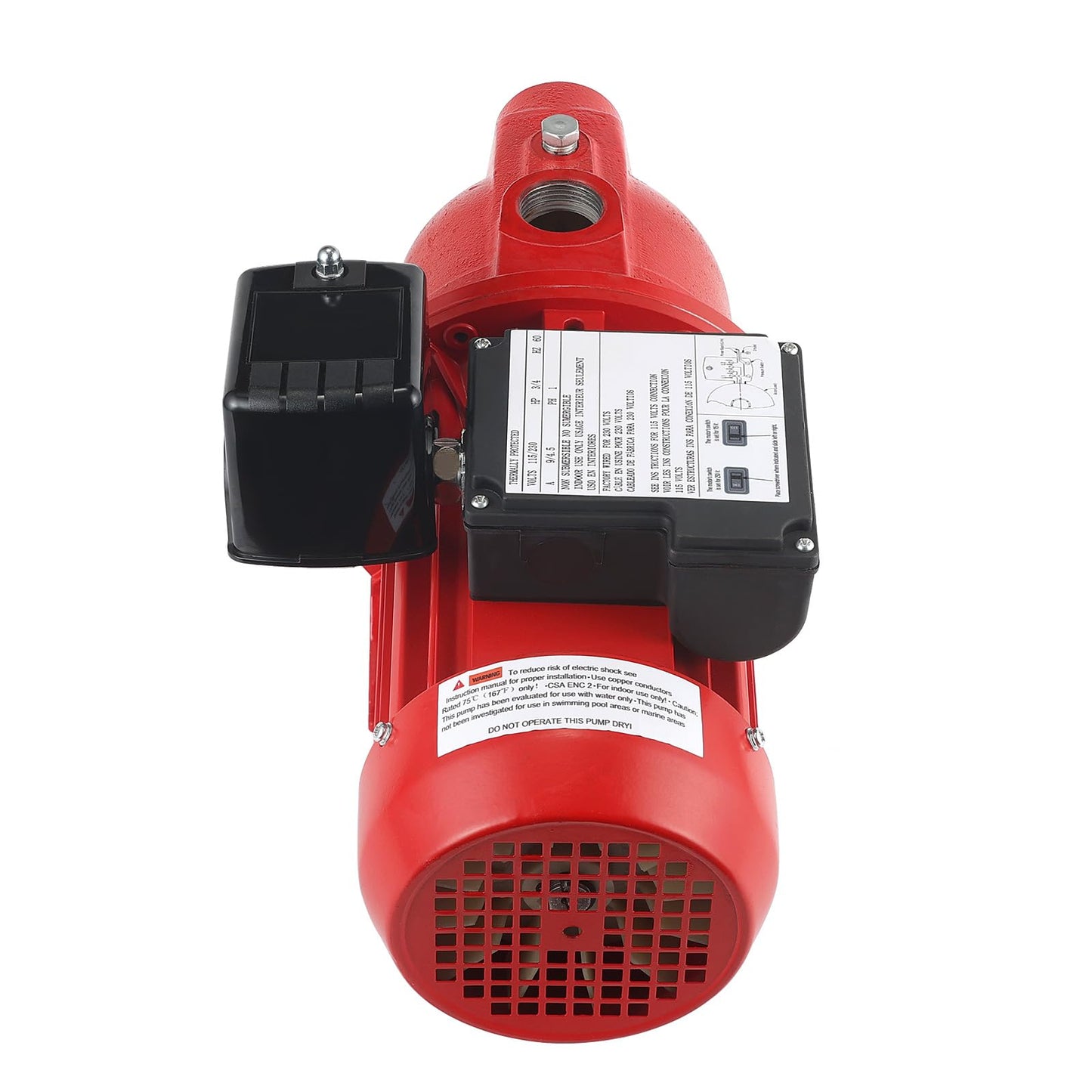 3/4 HP Shallow Well Jet Pump, 13 GPM 115/230V Dual Voltage Cast Iron Self-Priming Pump for 25ft Max Wells, Red 97080701