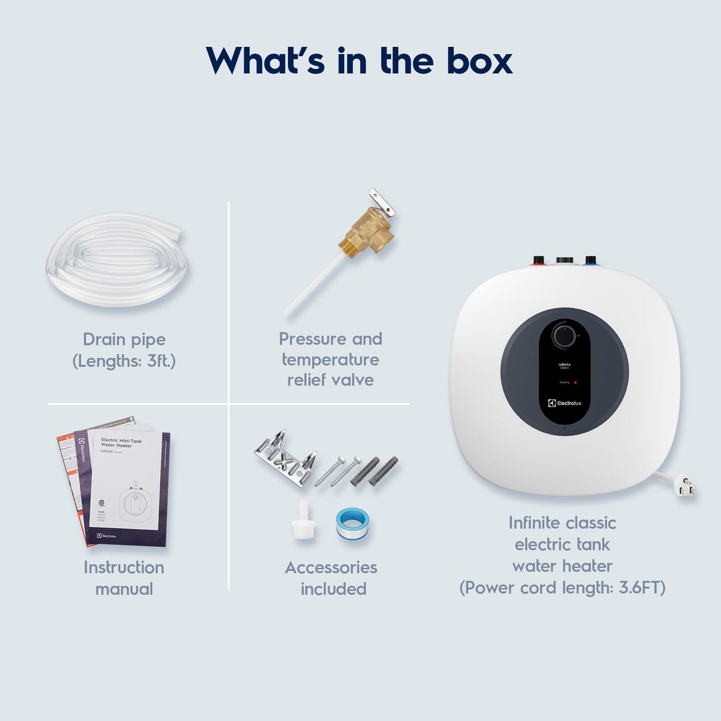 Electrolux 8 Gallon Water Heater Electric, Mini Tank Point of Use Under Sink Water Heater, 120V Plug in, 1440W Instant Hot Water for Kitchen, Laundry, RV