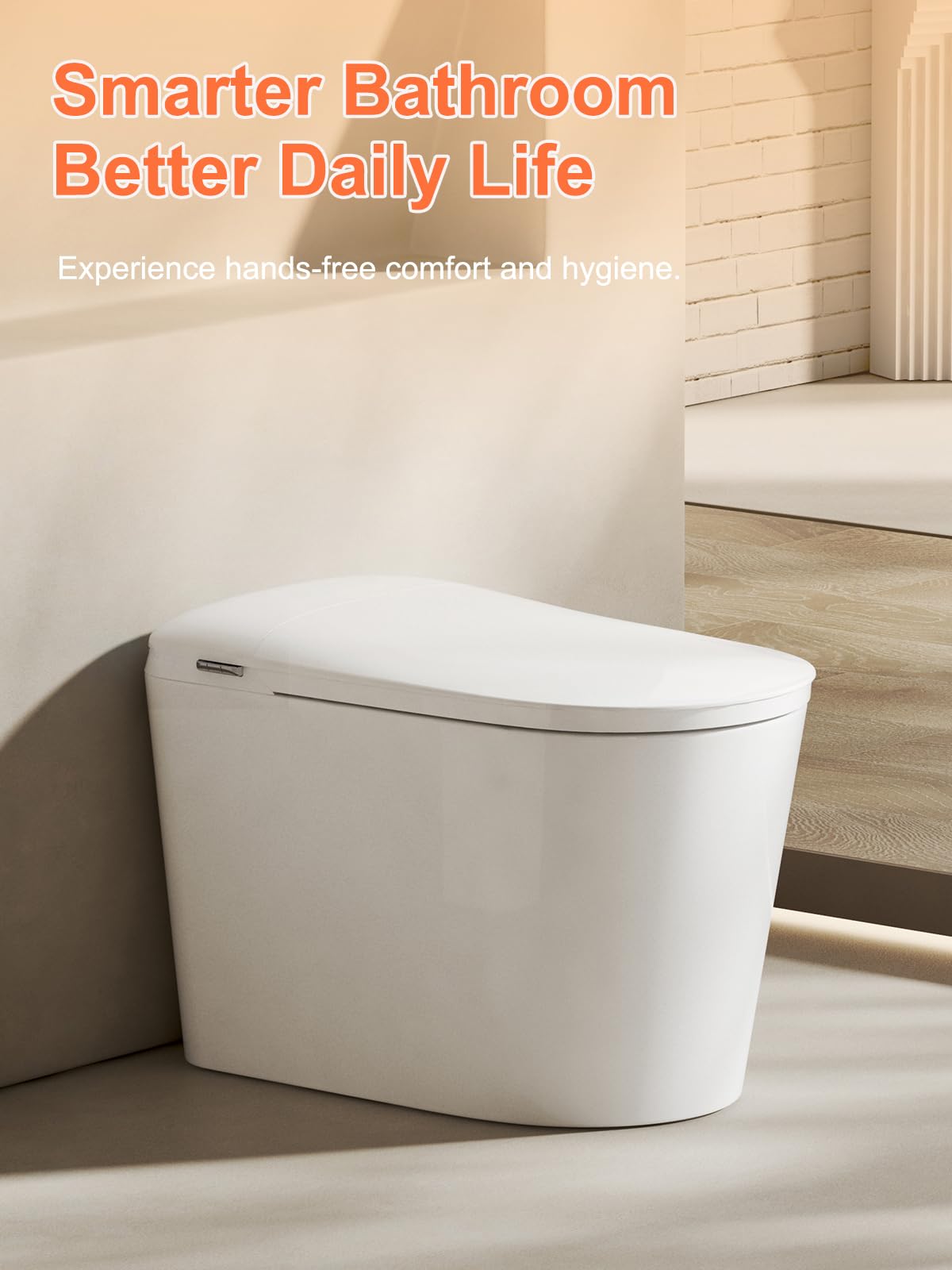 BAYTINA Smart Toilet with ADA Comfort Height Heated Seat, Night Light, Tankless Auto Toilet Flushing, Foot Sensor Operation, Modern Elongated One-Piece Toilet for Bathrooms