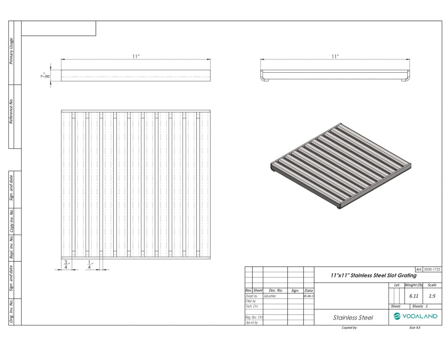 Vodaland - 12x12 Catch Basin Stainless Steel ADA/Heel Proof Grating Package with Debris Basket Included!