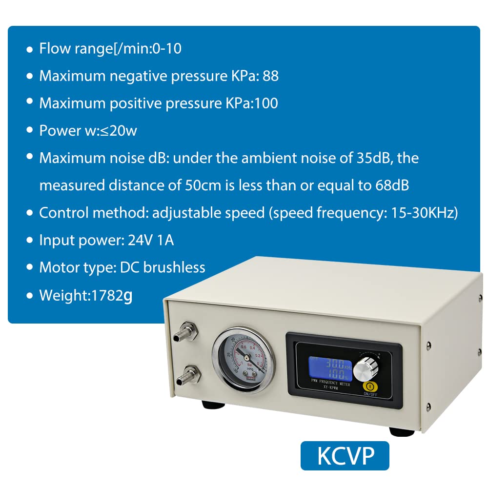 Kamoer KCVP New Portable 24V lab oilless Scientific Filtration Diaphragm Vacuum Pump 10L/min high Flow high Negative Pressure Adjustable Diaphragm air Pump Long Life brushless Motor