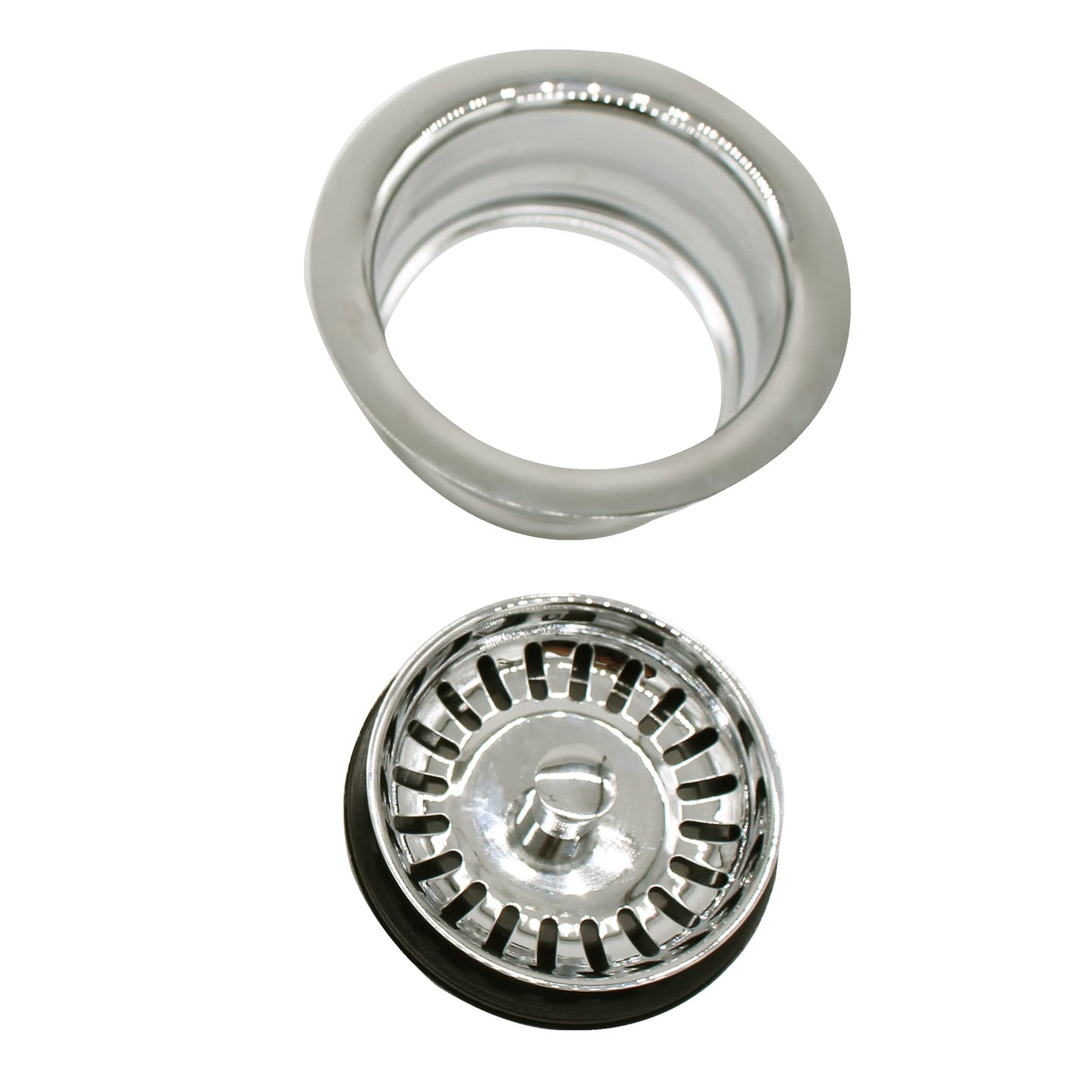 Westbrass CO2165S-05 COMBO PACK 3-1/2" Post Style Large Kitchen Sink Basket Strainer and Waste DisposalDrain Flange with Basket Strainer, Polished Nickel