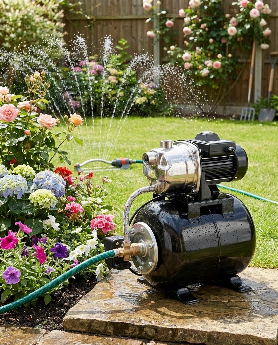 Powerful 1.6HP Shallow Well Pump with Pressure Tank, 1320GPH High Flow, 164ft Max Head, Stainless Steel Construction, Auto Pressure Switch - Ideal for Home/Farm/Garden/Yard Water Supply (Black)