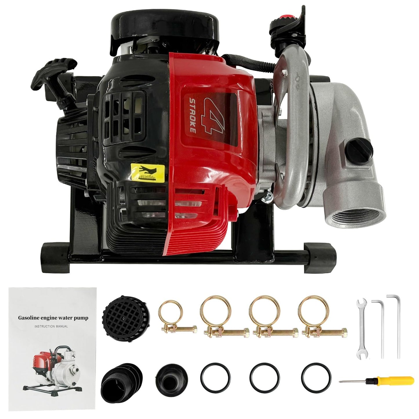 DEVALLEY Gas Water Pump 1.5 Inch 4 Stroke,31cc Gas Powered High Pressure Pump 98ft Lift And 23ft Suction,Trash Water Pump Irrigation Pump For Farmland Garden