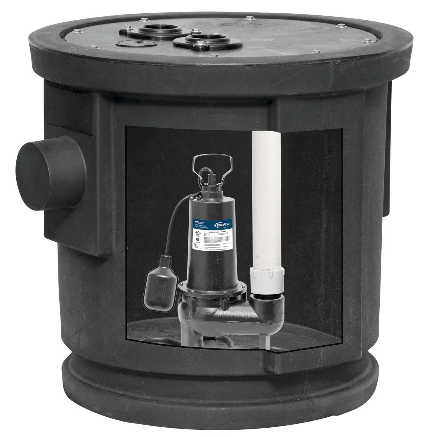 PROFLO PF93024 1/2 Horsepower Submersible Sewage Pump Kit with Cast Iron Housing and Tethered Float Switch - N/A