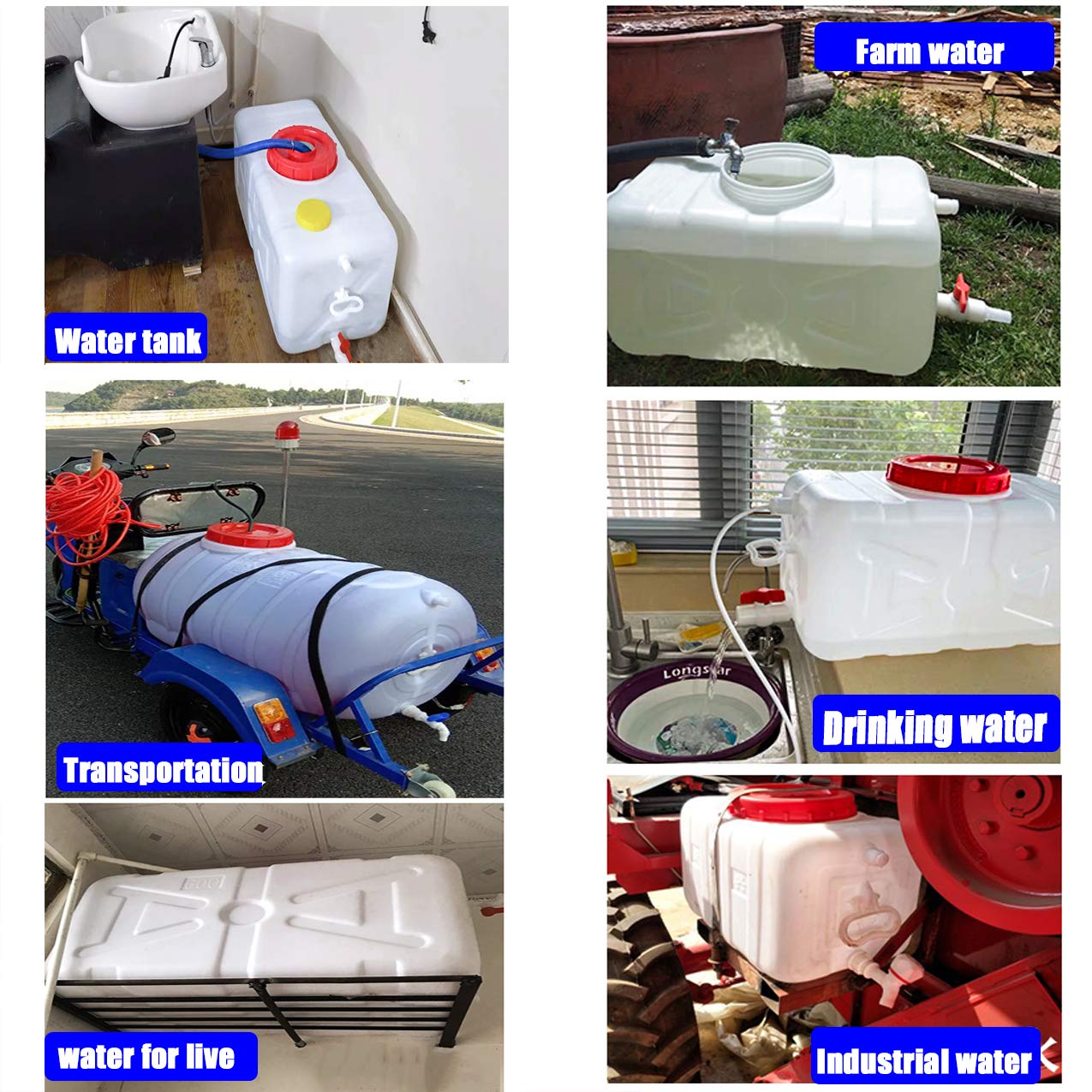 SXKJDM Large Plastic Water Storage Tanks Emergency Water Storage 50L/80L/110L/200L Camping & Hiking Water Storage Water Container Multifunctional Water Tank(Size:50L/13.2gallon)