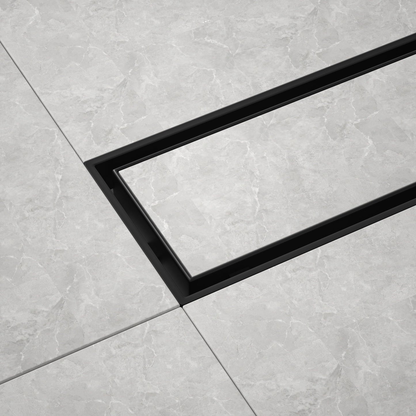 Bernkot Linear Shower Drain 42", Matte Black Floor Drain with Tiled Insert Grate & Hair Strainer, 304 Stainless Steel Bathroom 2-in-1 Tiled in Drain, CUPC Certified (Matte Black, 42'')