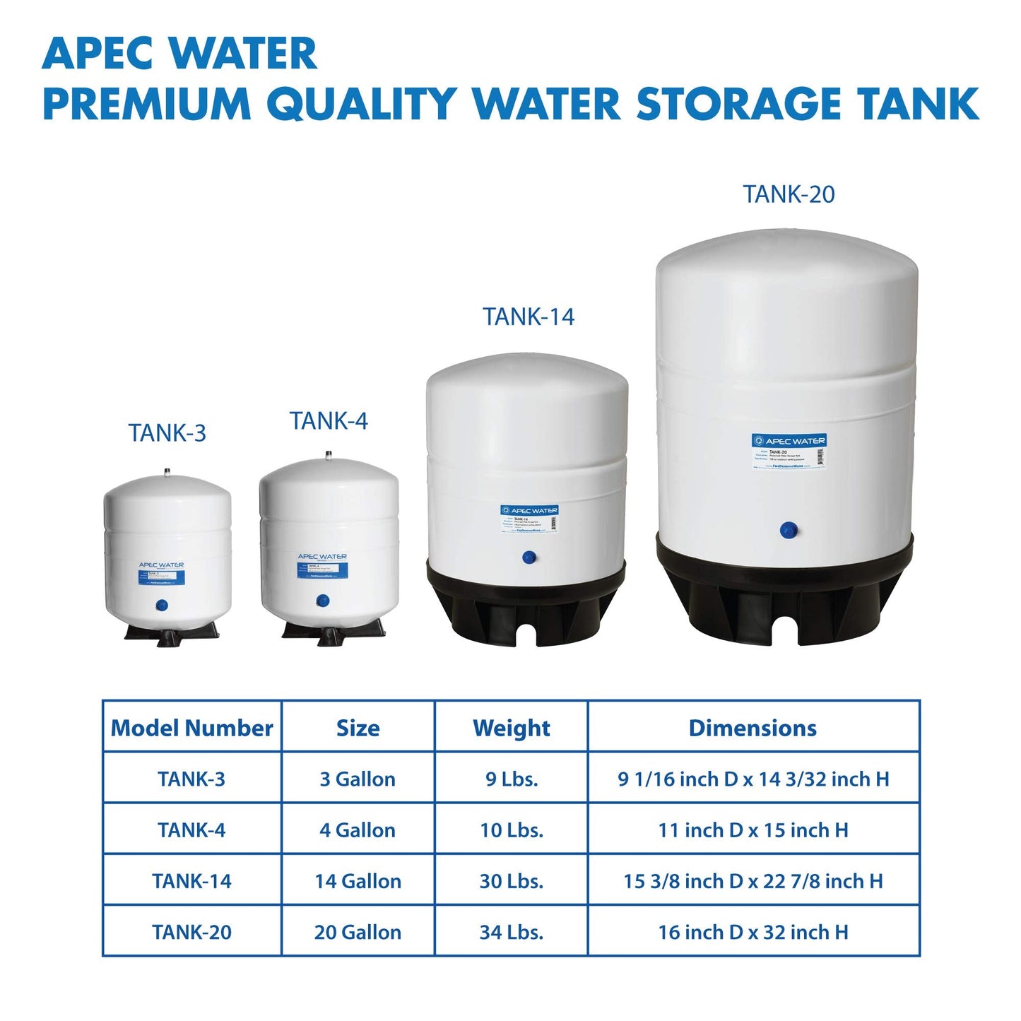 APEC TANK-14 14 Gallon Pre-pressurized Reverse Osmosis Water Storage Tank