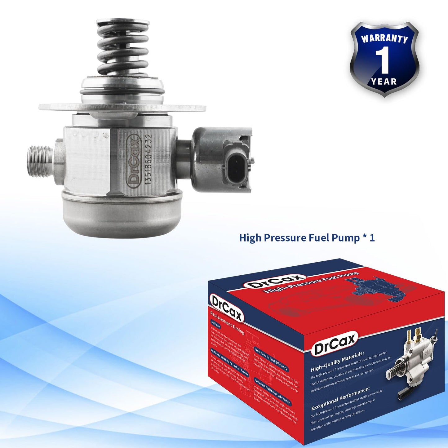 DrCax High Pressure Fuel Pump 13518604232 Compatible with BMW X5 X6 M5 M6 650i 750i 750Li Alpina B6 xDrive Gran Coupe 4.4L V8 Replace HM10083 66812