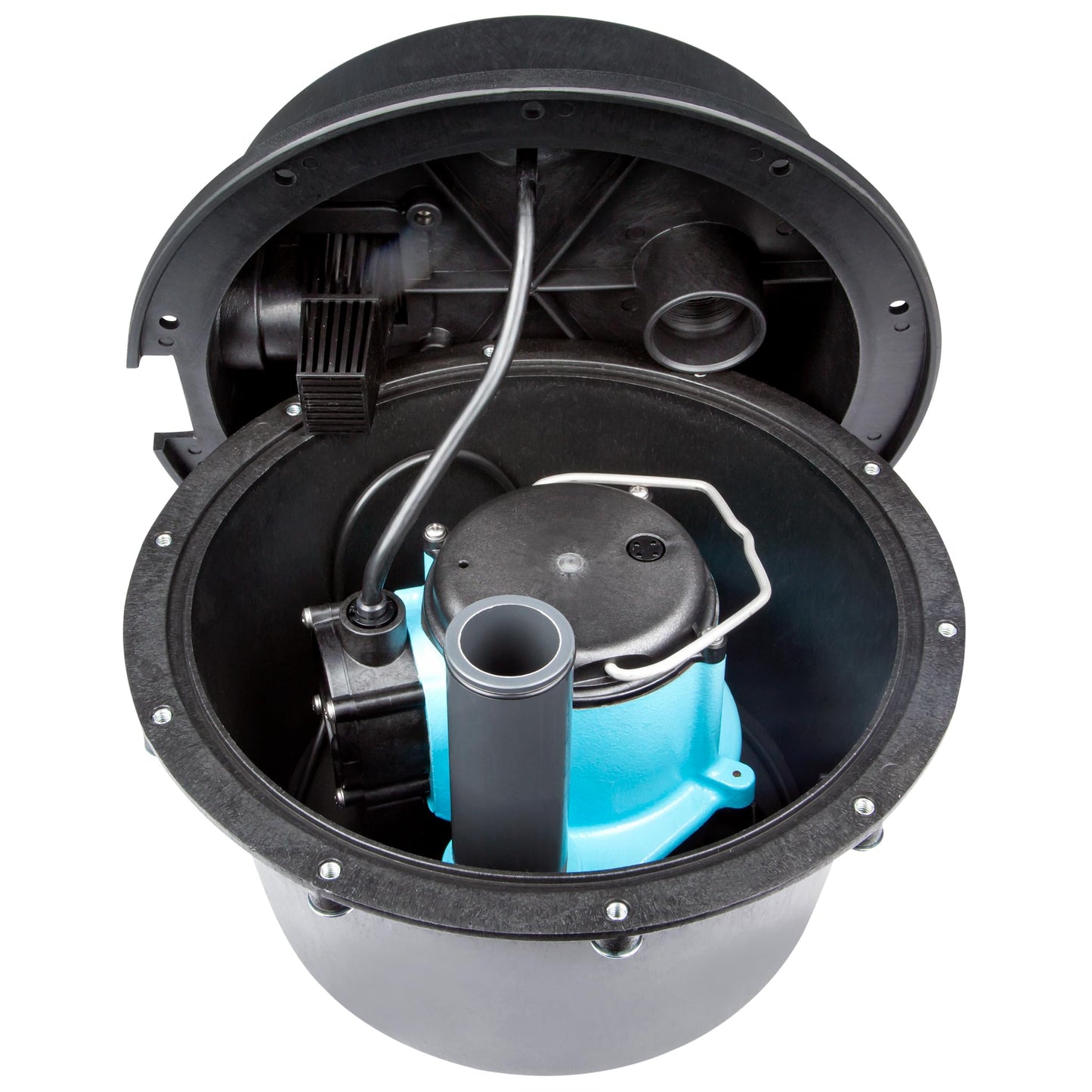Little Giant WRSC-6 115-Volt, 1/3 HP, 2760 GPH Compact Under Sink Drainosaur Automatic Sump Pump/Basin System with 10-Ft. Cord, Black/Blue, 506065