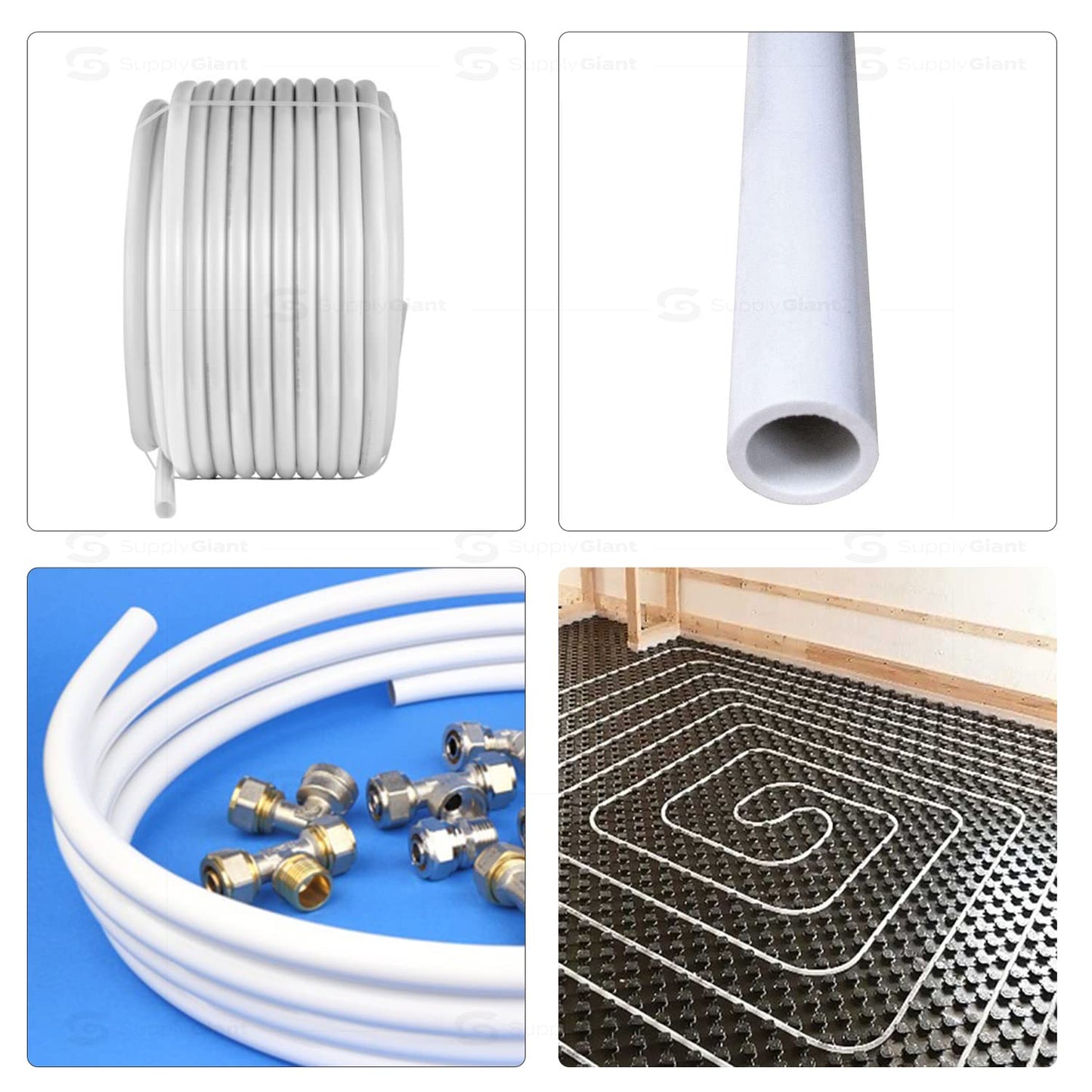 Supply Giant PEX-B Pipe 1/2 In x 500 Ft White Tubing for Plumbing, Potable Water Line for Home Improvement, Indoor/Outdoor Use