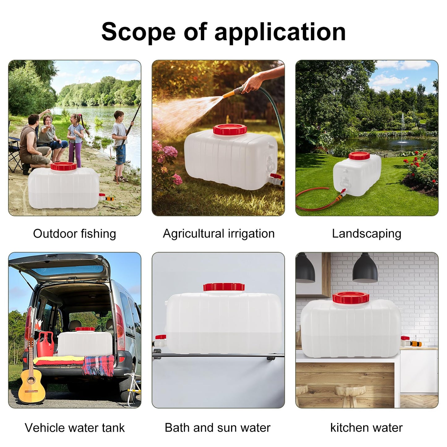 13.2 Gallon Water Tank with Faucet, Water Storage Container for Camping, Portable First Aid Water Storage for Outdoor Hiking, RV, Autonomous Driving Tour, 23.6 x 13 x 13.7in