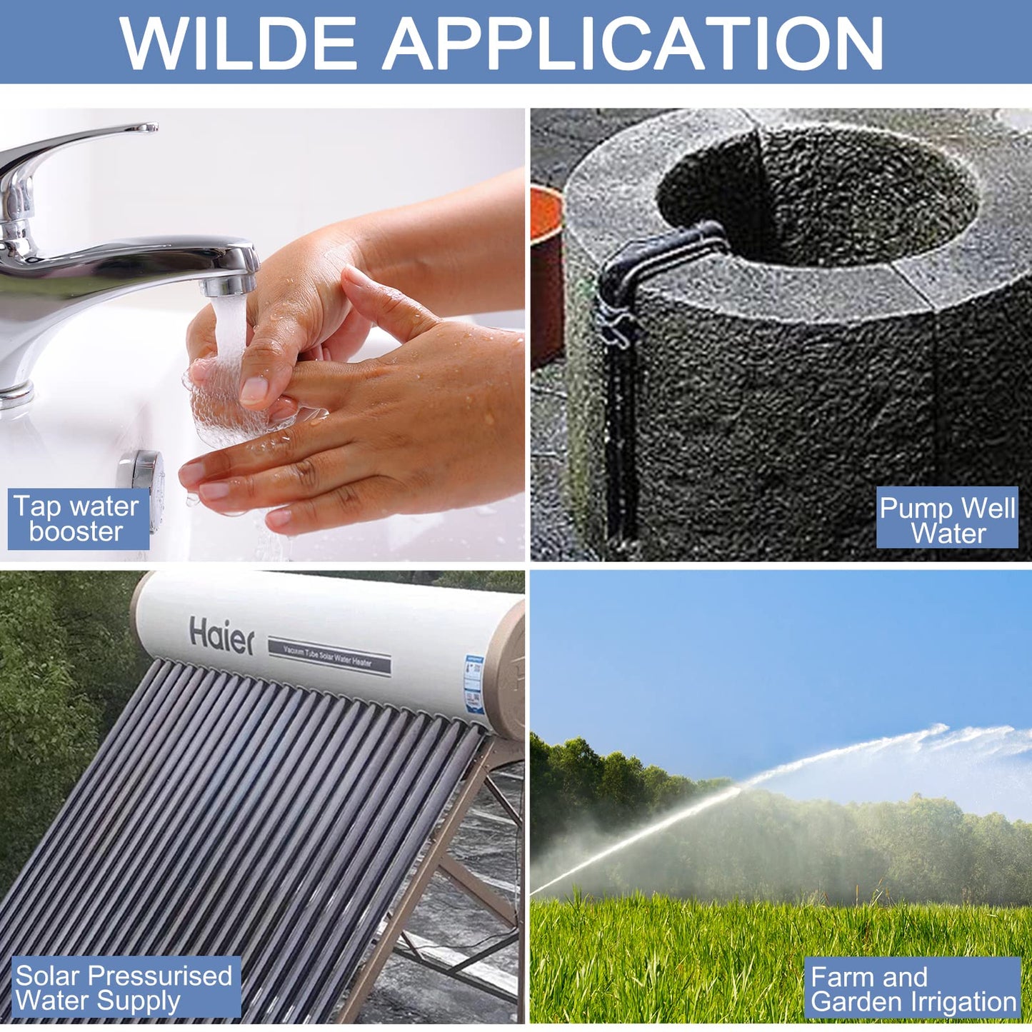 TDRSUPER 1/2 HP Water Pressure Booster Pump with Smart Controller, 845GPH, 110V, Stainless Steel Well Pump, Automatic Water Transfer Jet Pump for Home, Garden, Lawn, Irrigation