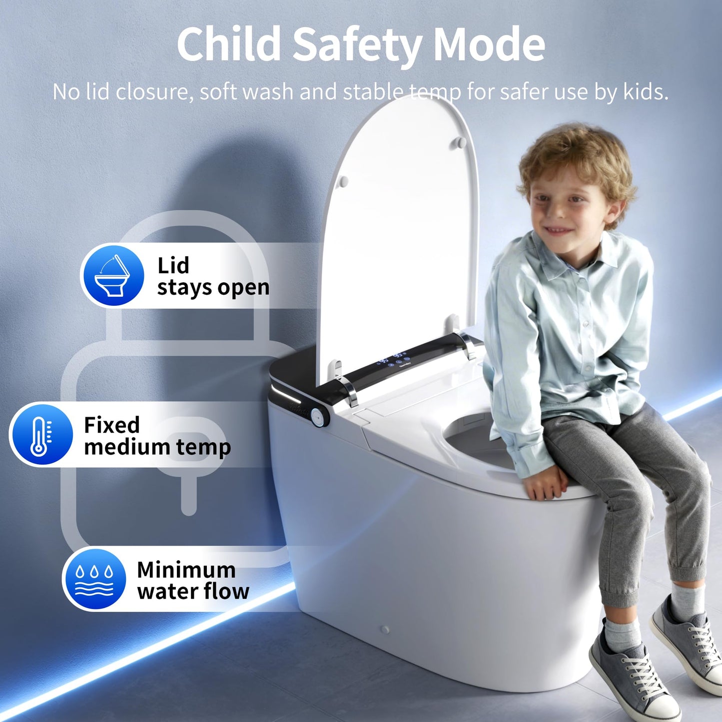 DeerValley Smart Toilet, Customizable Spa Wash, 1000g MaP Auto Flush, Pump Assisted, Foam Shield, Heated Seat, Instant Warm Water, Dryer, Deodorization, ADA Comfort Height for Modern Bathroom Upgrade