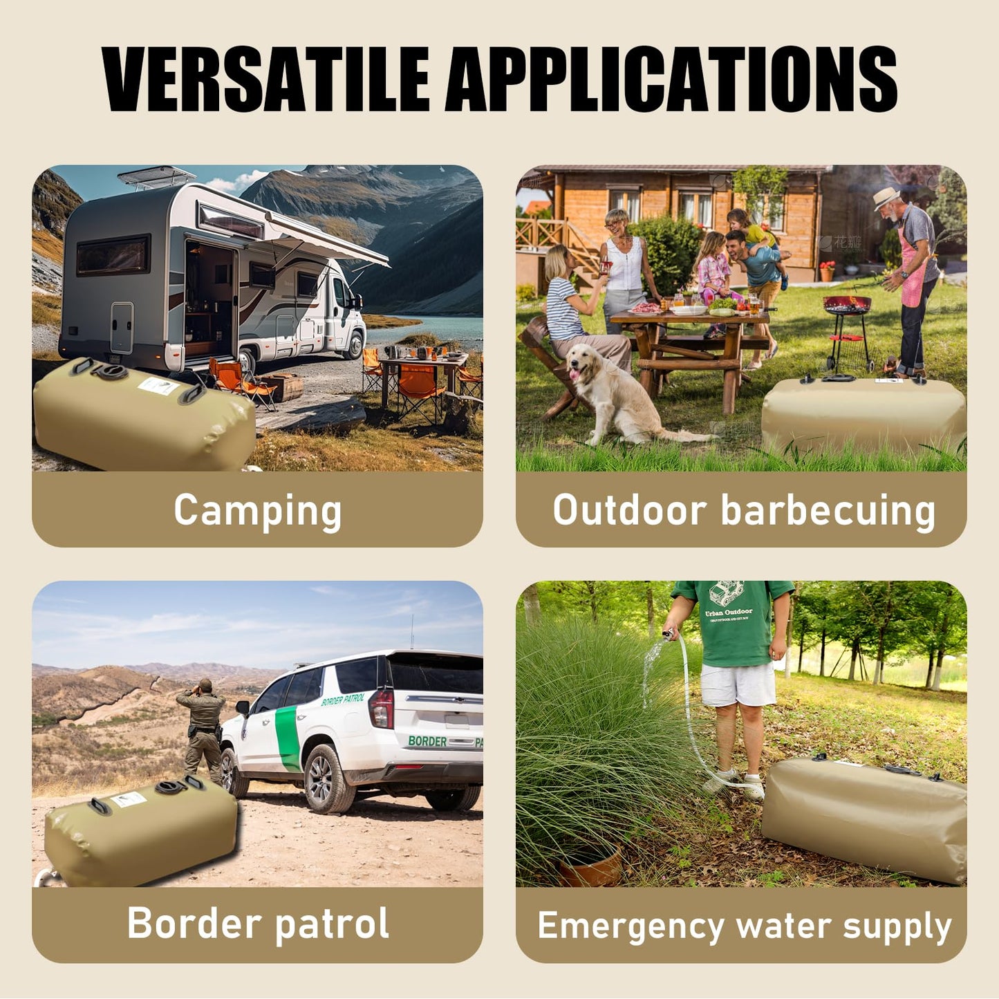 Yellow Drinking Water Storage Bladder,25 Gallon Portable Water Bladder Tank, RV Water Tank, Can Be Used for Storing Drinking Water, Camping, Traveling, Wilderness Survival Patrols, Etc.