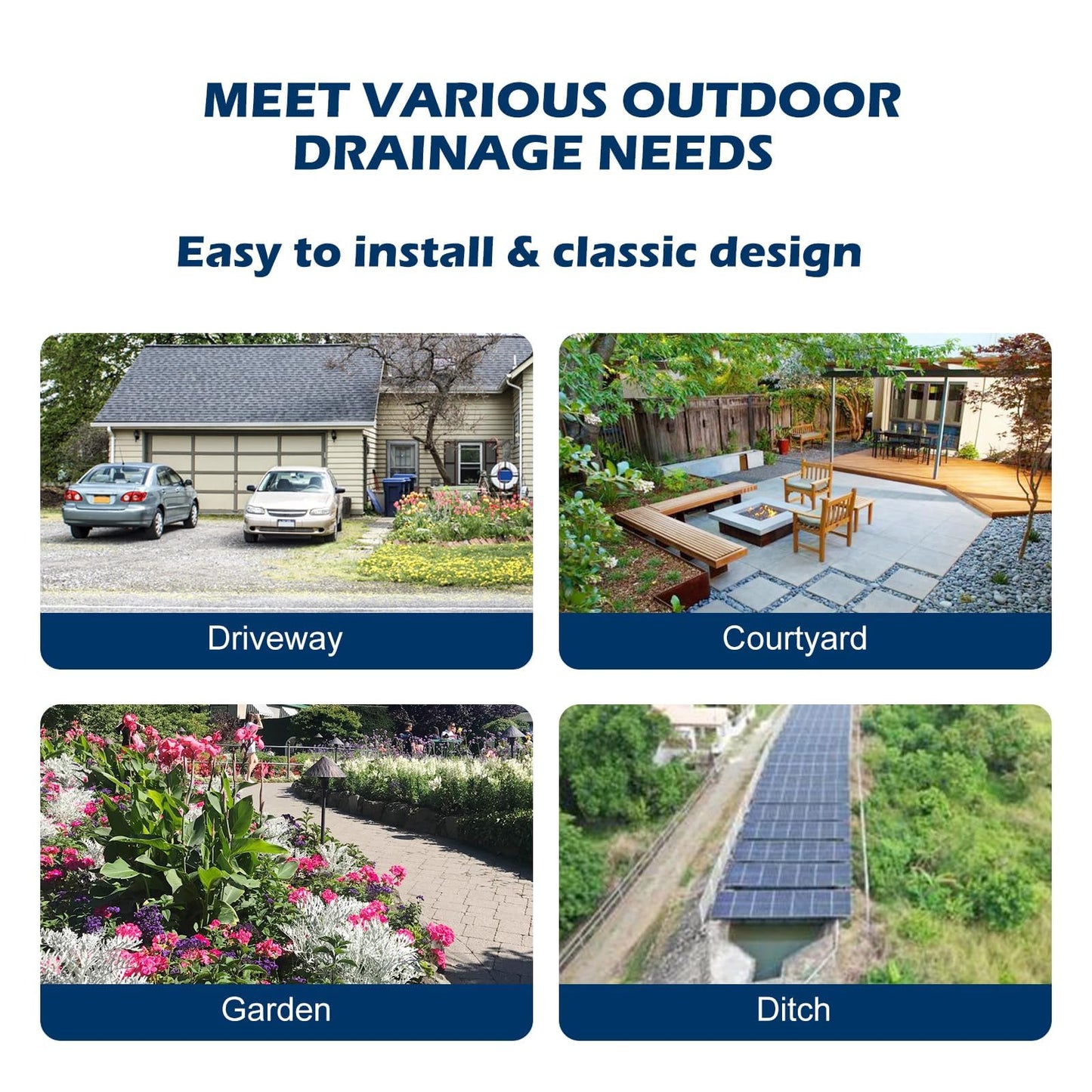 Cast Iron Drain Grate, 29.5in*17.7in Outdoor Drain Cover, B125 Class Ductile Iron Channel Drainage Grates, Heavy Duty Sewer Grate,Black Rectangle Drain Grate for Yard,Driveway,Concrete Floor.
