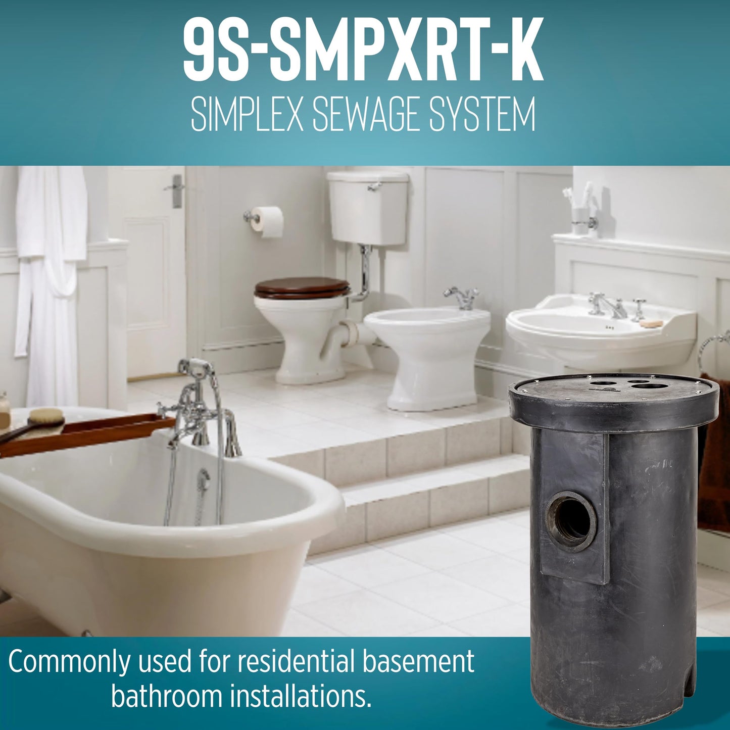 Little Giant 9S-SMPXRT-K 4/10 HP, 115-Volt, 6000 GPH Pre-Packaged Simplex Sewage Basin/Pump System - Assembly Required, Black/Blue, 509074
