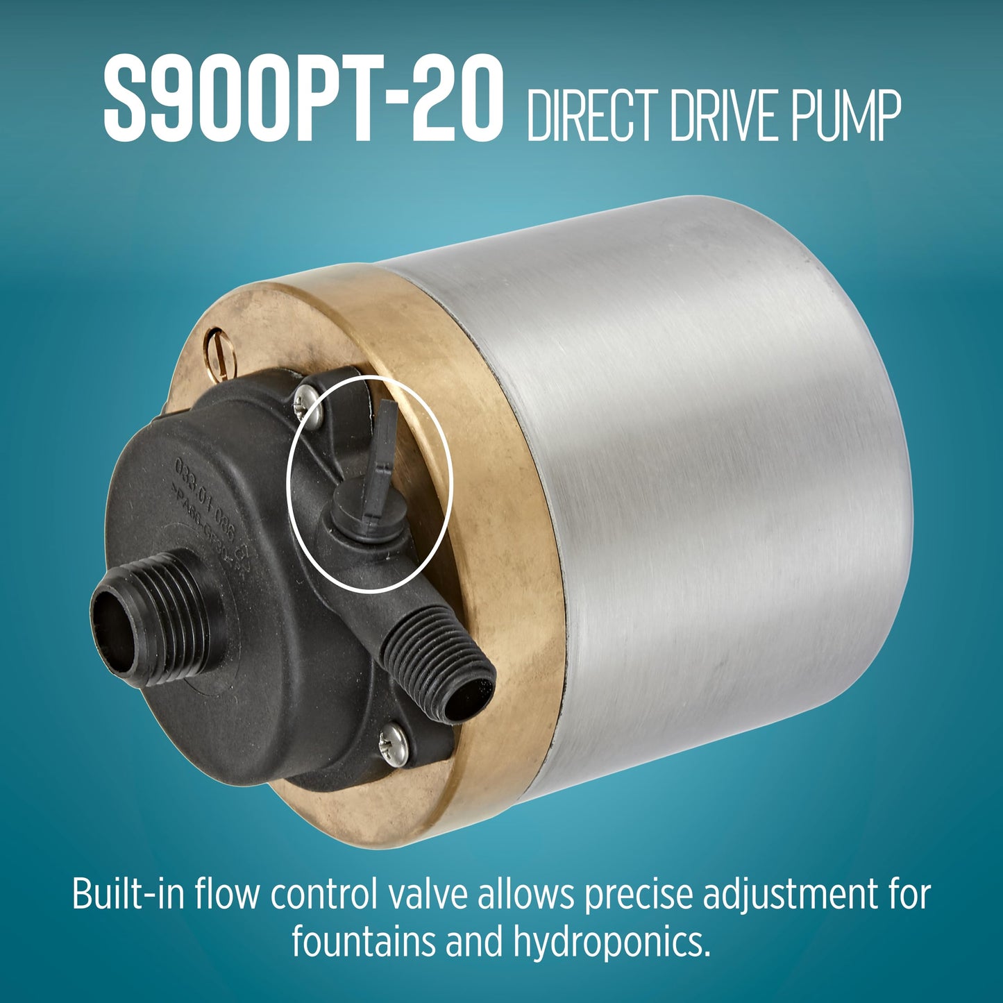 Little Giant S900PT-20 115 Volt, 795 GPH Oil-less Stainless Steel and Bronze Direct Drive Pump for Fresh or Salt Water Ponds or Fountains, Steel, 517100003