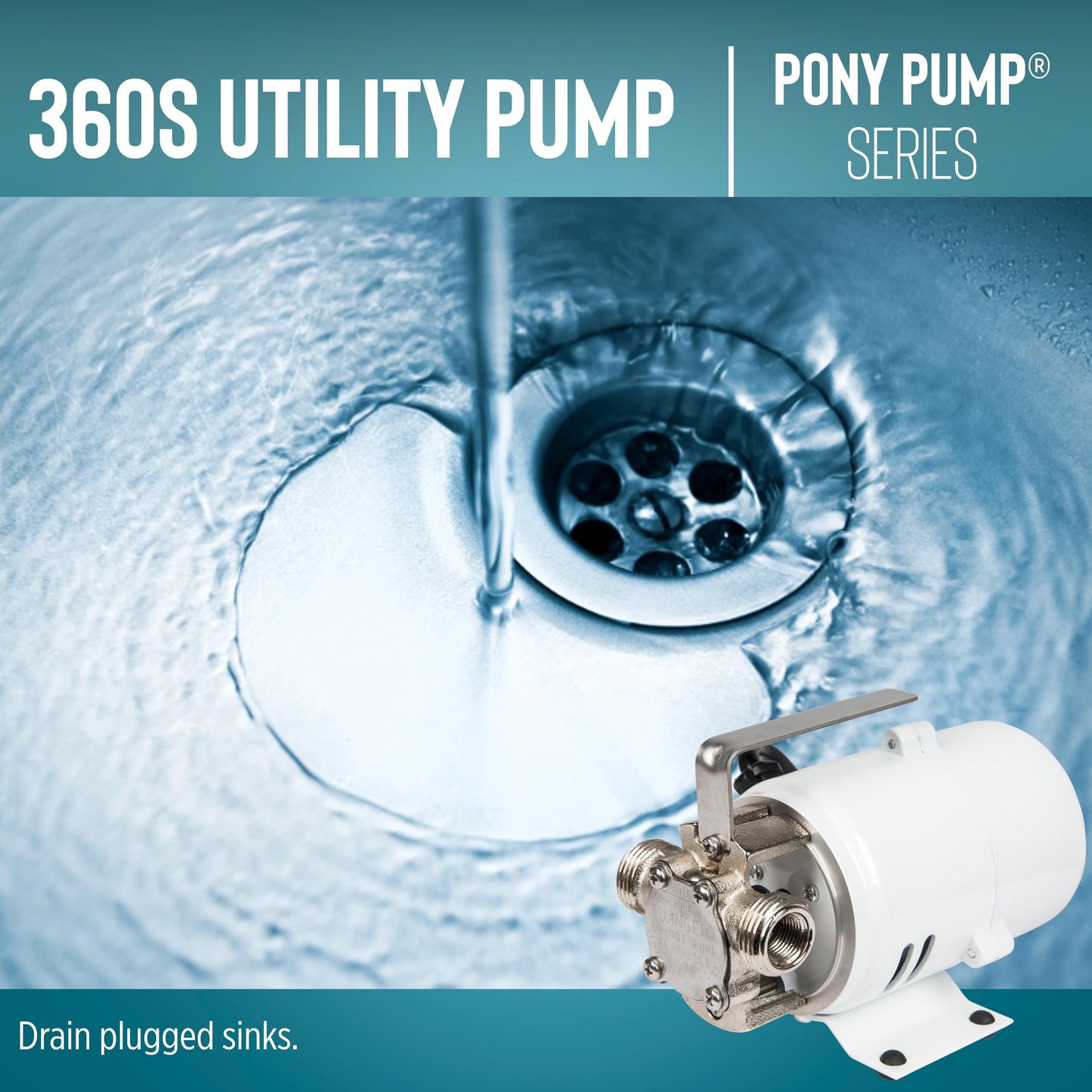 Little Giant 360S 115 Volt, 360 GPH 1/10 HP Stainless Steel Non-Submersible Multi-Purpose Utility Water Transfer Pony Pump with 6-Ft. Cord, White, 555110