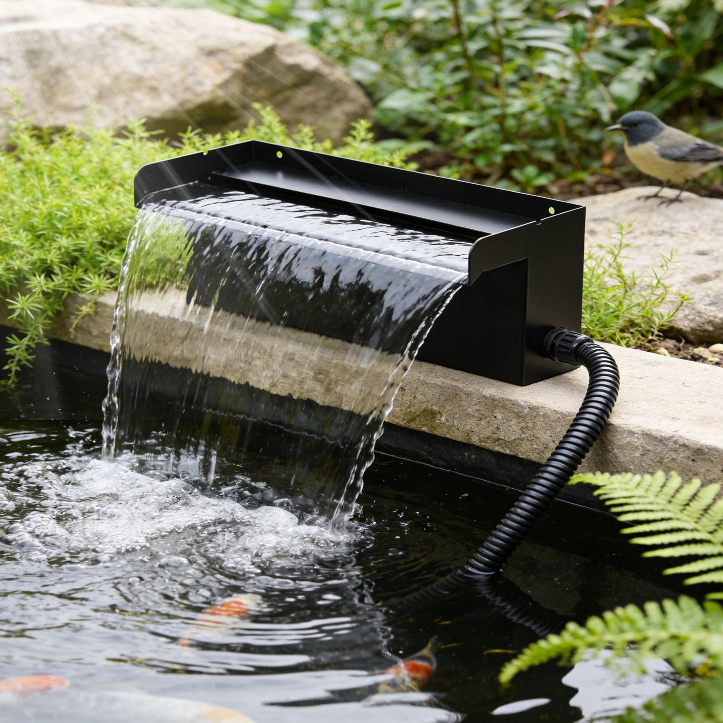 16 Inch Pond Spillway Waterfall Kit with 930GPH Pump, for Up to 6000 Gallon Ponds, Garden Patio Outdoor Water Feature,Waterfall for Pond(3-Year Warranty)