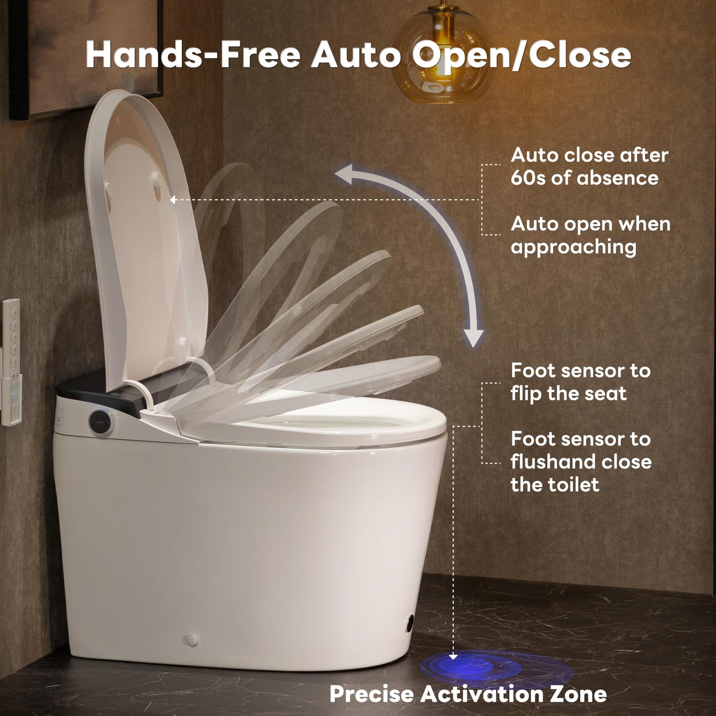 CANEST Smart Toilet with Bidet Built in, Foam Dispenser, 1000g MaP Flushing, Full-Area Seat Sensor, Auto Temperature Control Heated Seat, Auto Open/Close, Foot Sensor, Deodorization, Remote(FC-002SE)