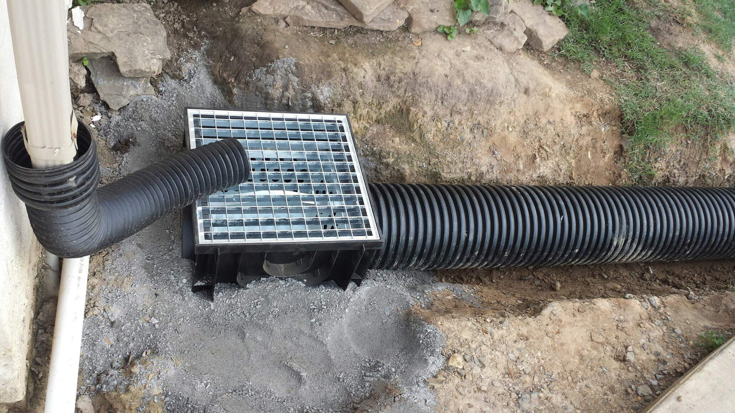 Vodaland - 16x16 Inch Catch Basin. PPE Plastic with Galvanized Stamped Steel Grate and Sediment Basket Included.