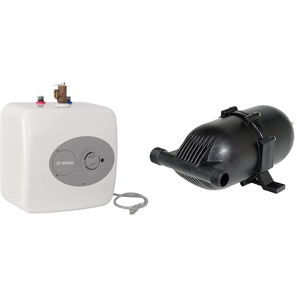 Bosch Electric Mini-Tank Water Heater Tronic 3000 T 4-Gallon (ES4) - Eliminate Time for Hot Water & SHURflo 182-200 Pre-Pressurized Accumulator Tank,Black, 9.1" x 4.8" x 3.8"