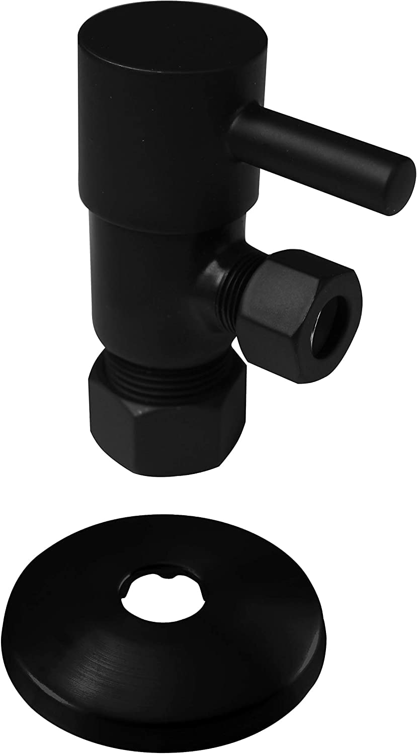 Westbrass A1838QRL-62 Freestanding Pedestal Sink Faucet Supply Line Risers with P-Trap, Flanges and 1/4-Turn Lever Handles, Matte Black