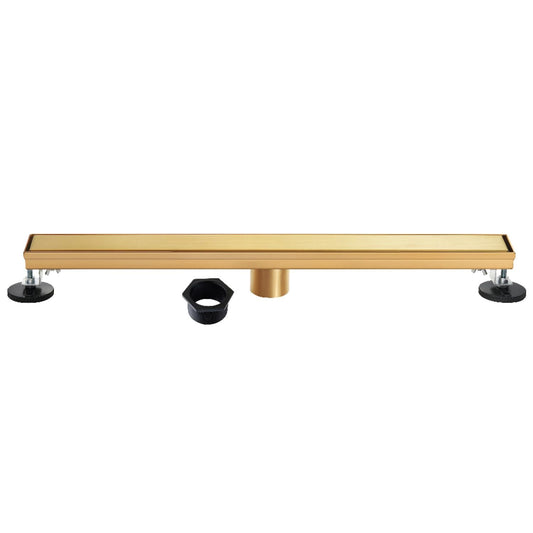 Kingston Brass BSF3227 Watercourse 32" Stainless Steel Linear Shower Drain with Reversible Tile Insert and Flat Grate, Brushed Brass