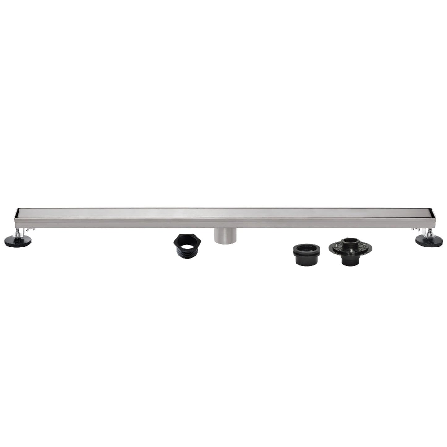 Kingston Brass BSFK6028 Watercourse 60" Stainless Steel Linear Shower Drain with Reversible Tile Insert and Flat Grate, Drain with Base Flange and Hair Strainer, Brushed Nickel