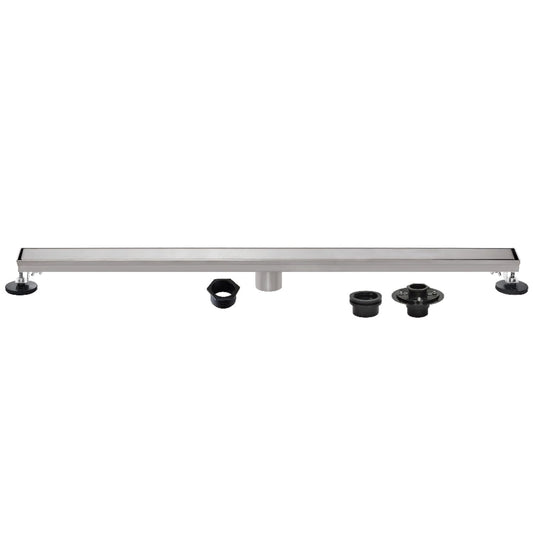 Kingston Brass BSFK6028 Watercourse 60" Stainless Steel Linear Shower Drain with Reversible Tile Insert and Flat Grate, Drain with Base Flange and Hair Strainer, Brushed Nickel