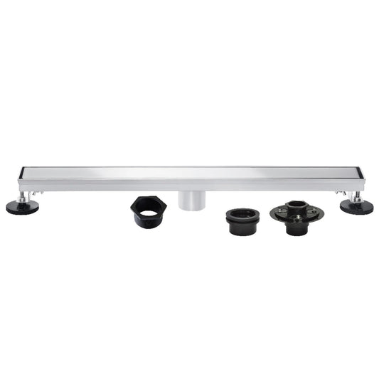 Kingston Brass BSFK2821 Watercourse 28" Stainless Steel Linear Shower Drain with Reversible Tile Insert and Flat Grate, Drain with Base Flange and Hair Strainer, Polished Chrome