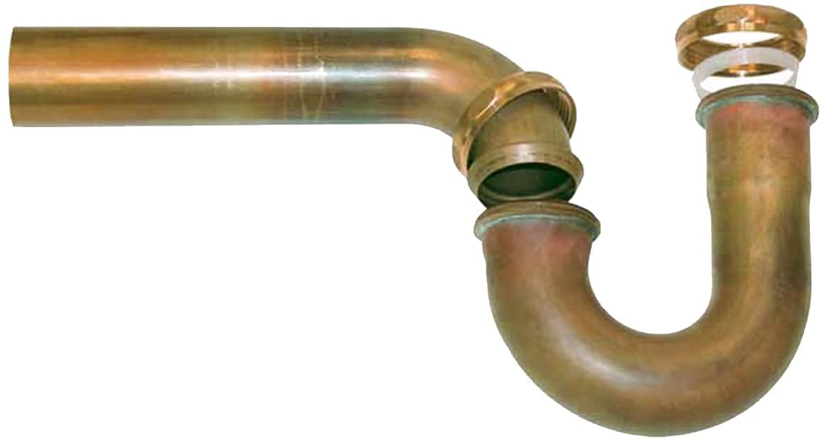 Westbrass D400G-30-RAW 1-1/2" 17 ga. Tubular Ground Joint P-Trap with Bell Flange, Unfinished (30-Pack)