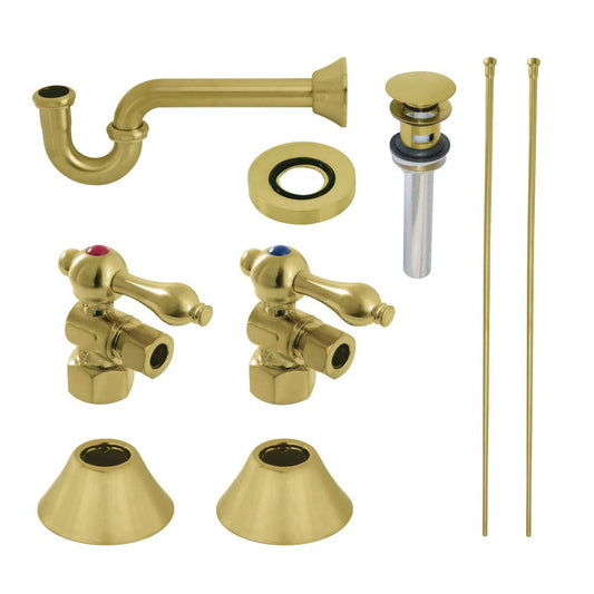 Kingston Brass CC43107VOKB30 Trimscape Traditional Plumbing Sink Trim Kit with P-Trap and Overflow Drain in Brushed Brass