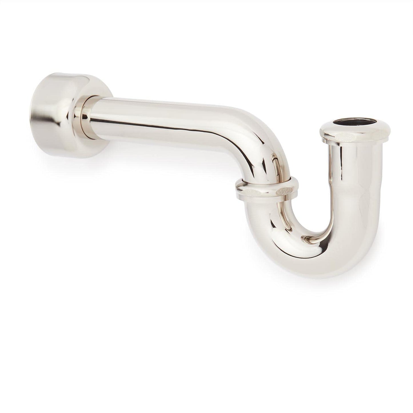 Signature Hardware 434866 1-1/2" x 1-1/4" P Trap with High Box Flange - Polished Nickel