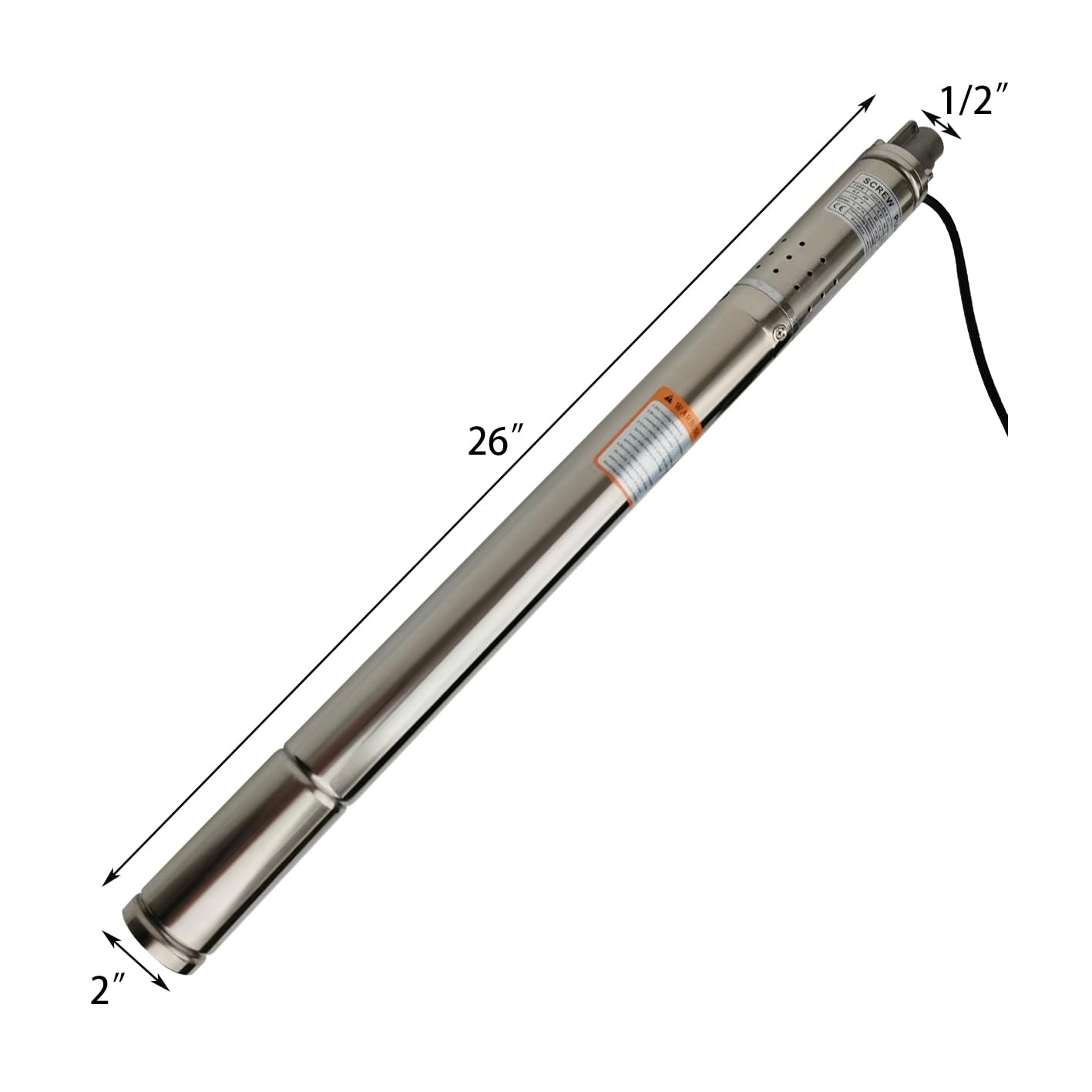SHYLIYU 1/2HP 110V Deep well Submersible Pump Well φ＞53mm MAX Flow 4.4GPM MAX Height 180FT 2 Inch Stainless Steel Submersible Deep Well Pump SS Water Outlet 0.5In for Industrial Home Garden Screw Pump