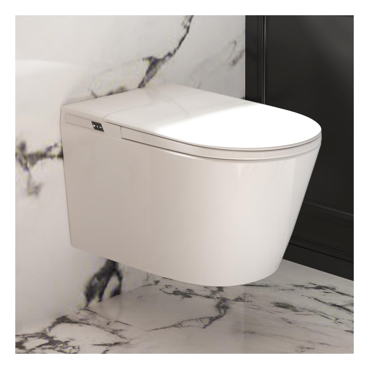 SmartSylva Basic Smart Function Wall Hung Toilet Combo, Built-In Water Tank, Heated Seat,Auto Flush,Foot Sensor Flush,Nightlight, with In-Wall Carrier (No Need to buy an Additional Water Tank)