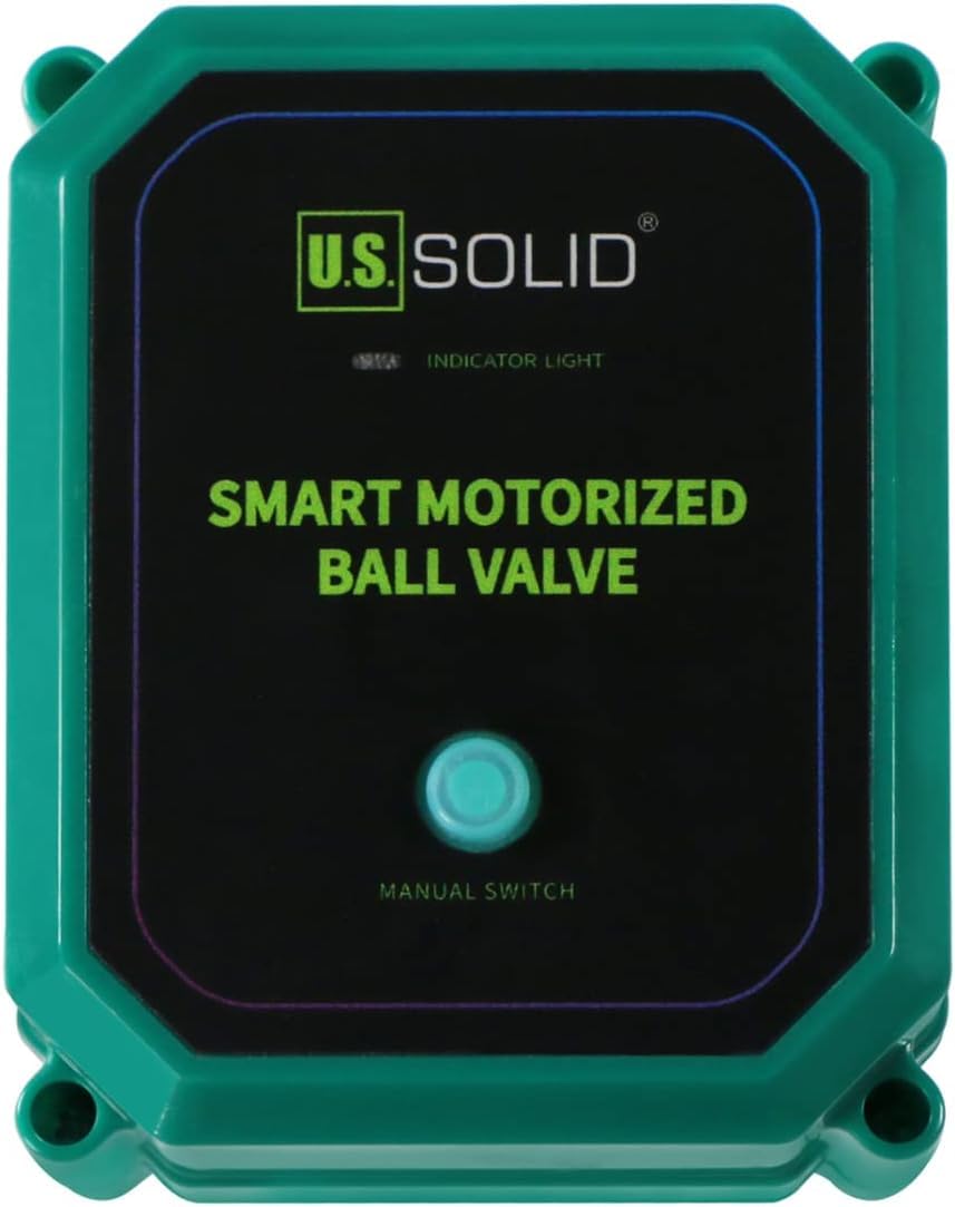 U.S. Solid 1" Smart Motorized Ball Valve - NSF Certified 304SS Remote App Mobile-control Electrical Ball Valve with Manual Switch, Plug Connection