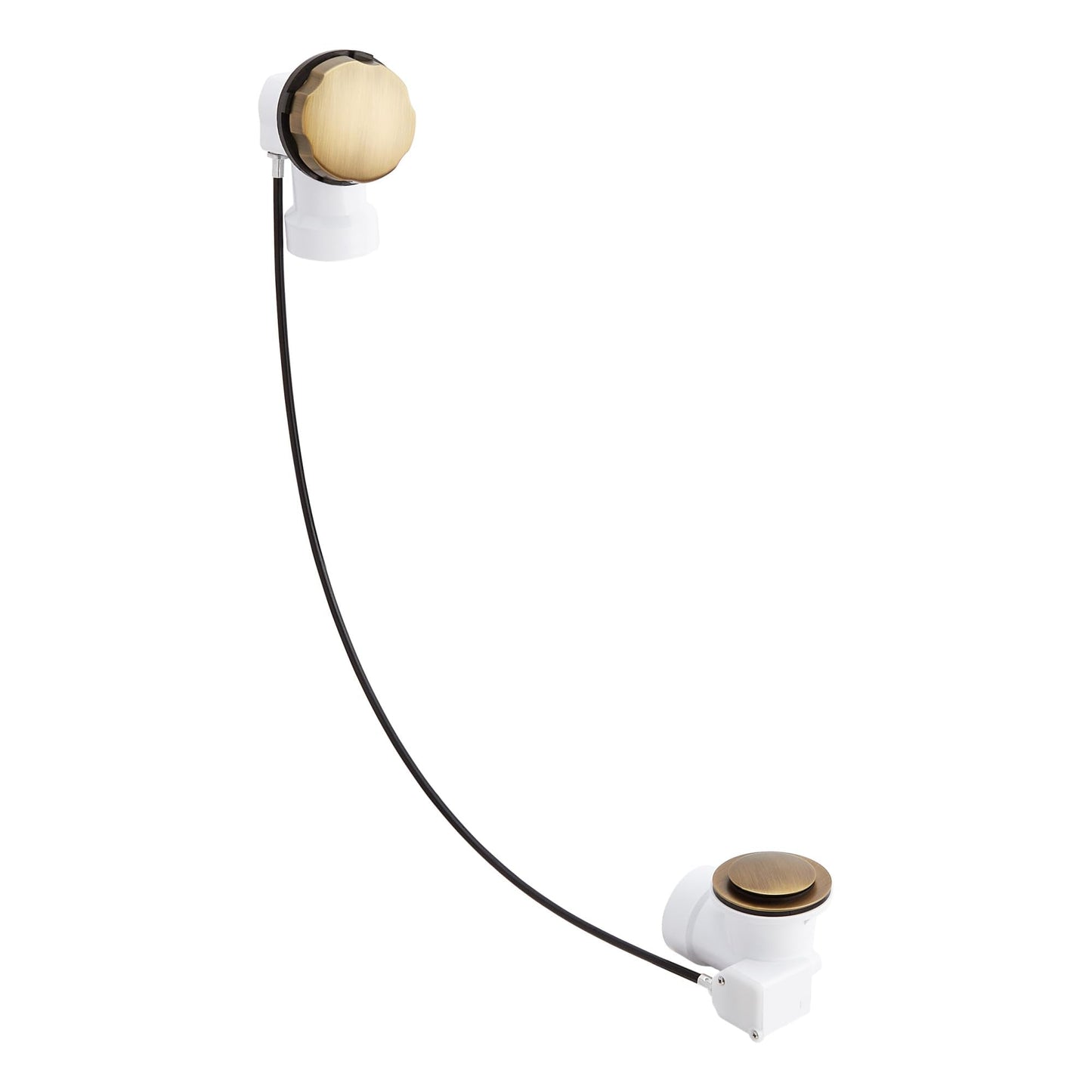 Signature Hardware 948045 PVC Cable Drain and Overflow for 17" - 22" Deep Alcove Tubs - Aged Brass