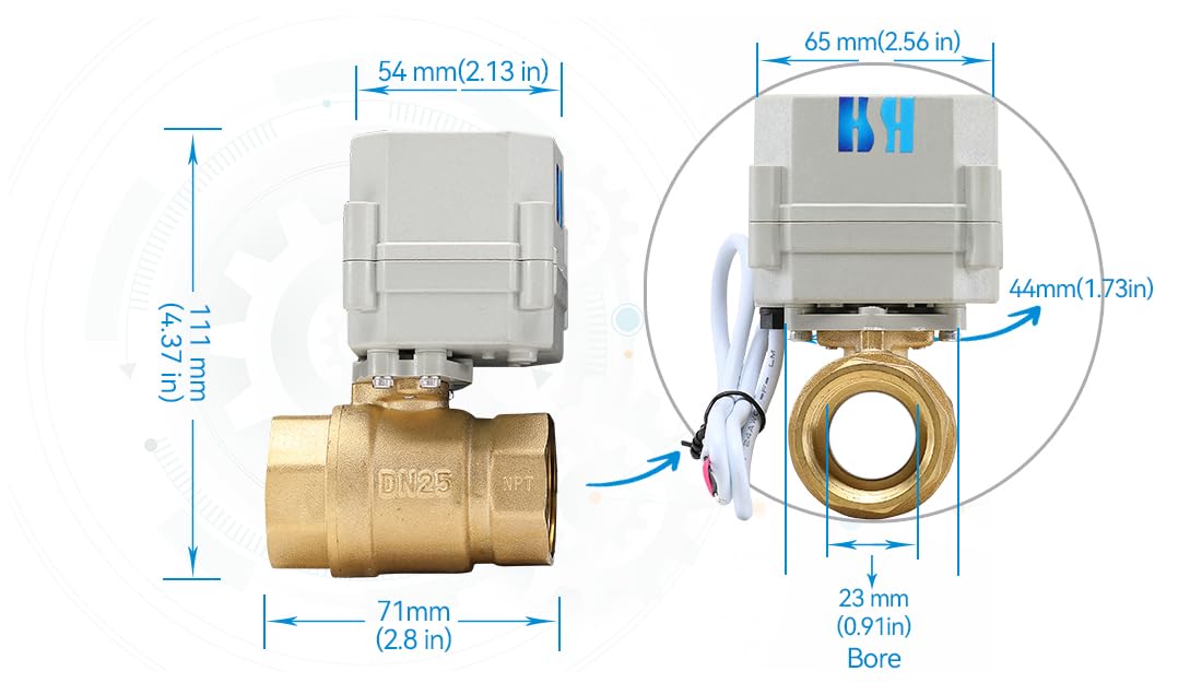 HSH-Flo 2 Way 1" 12VDC 9-24VDC 0-10V NPT Proportional Integral Modulating Control Motorized Ball Valve