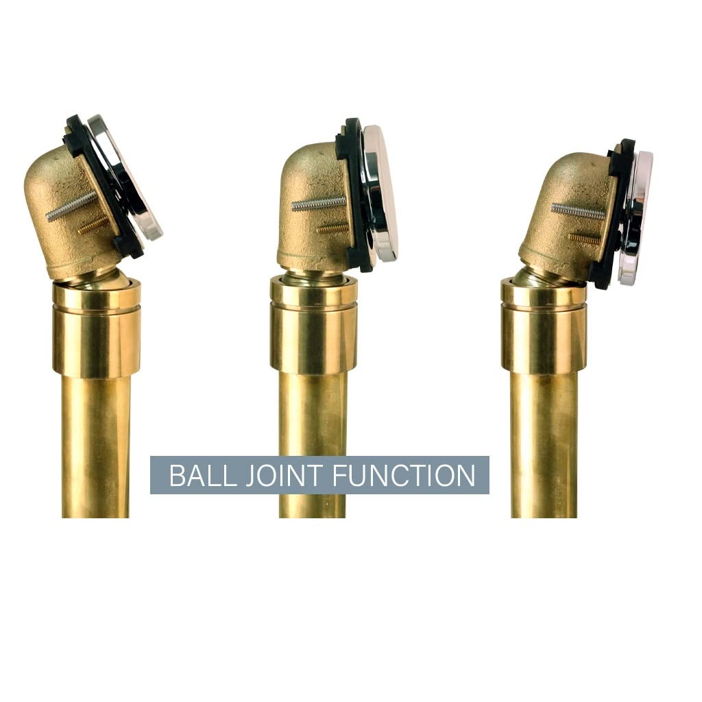 Westbrass 7931817BJCHM-05 25" Ball Joint Bath Waste & Overflow Assembly with Patented Deep Soak Faceplate and Tip-Toe Drain - 17 gauge Brass, Polished Nickel