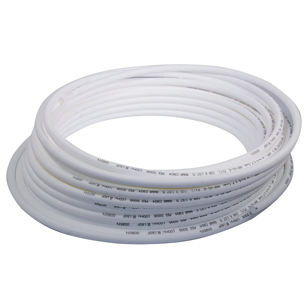 Supply Giant PEX-B Pipe 1/2 In x 500 Ft White Tubing for Plumbing, Potable Water Line for Home Improvement, Indoor/Outdoor Use