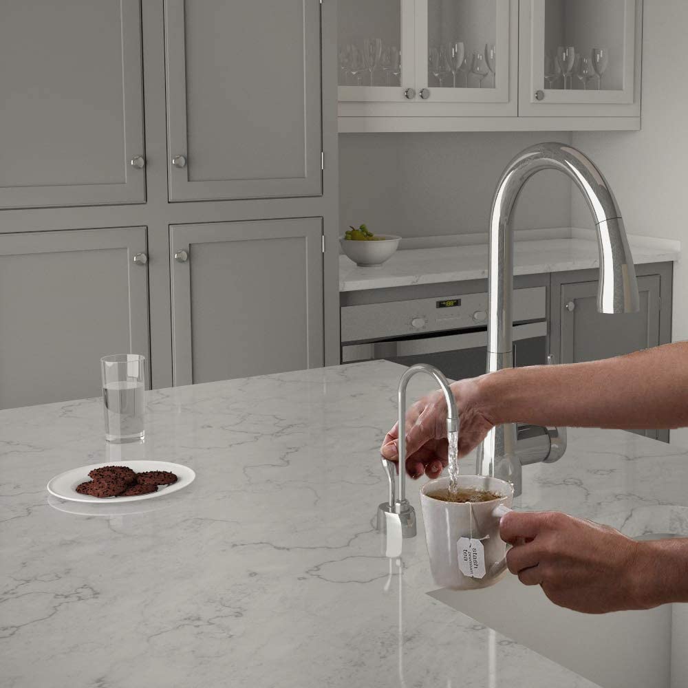 Westbrass D271H-26 Velosah 9" 1-Handle Hot Water Dispenser Faucet with Thermostatic Hot Water Tank, Polished Chrome