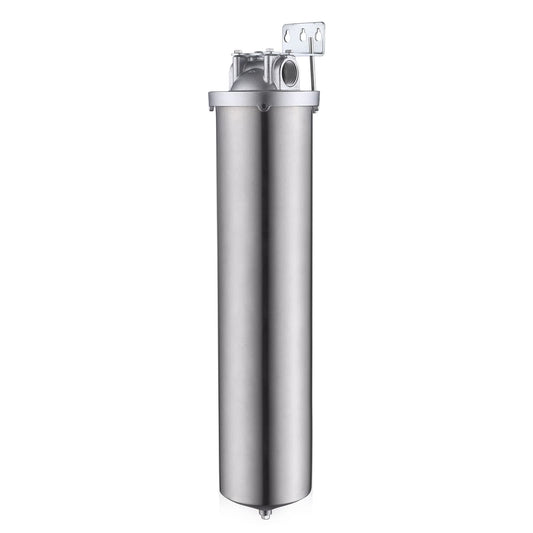 Amwater NSF/ANSI 42 Certification Big+ Stainless Steel Filter Housing for 20”Length,4.5"OD Filter Cartridge, Drain Valve Style C (Square Head)