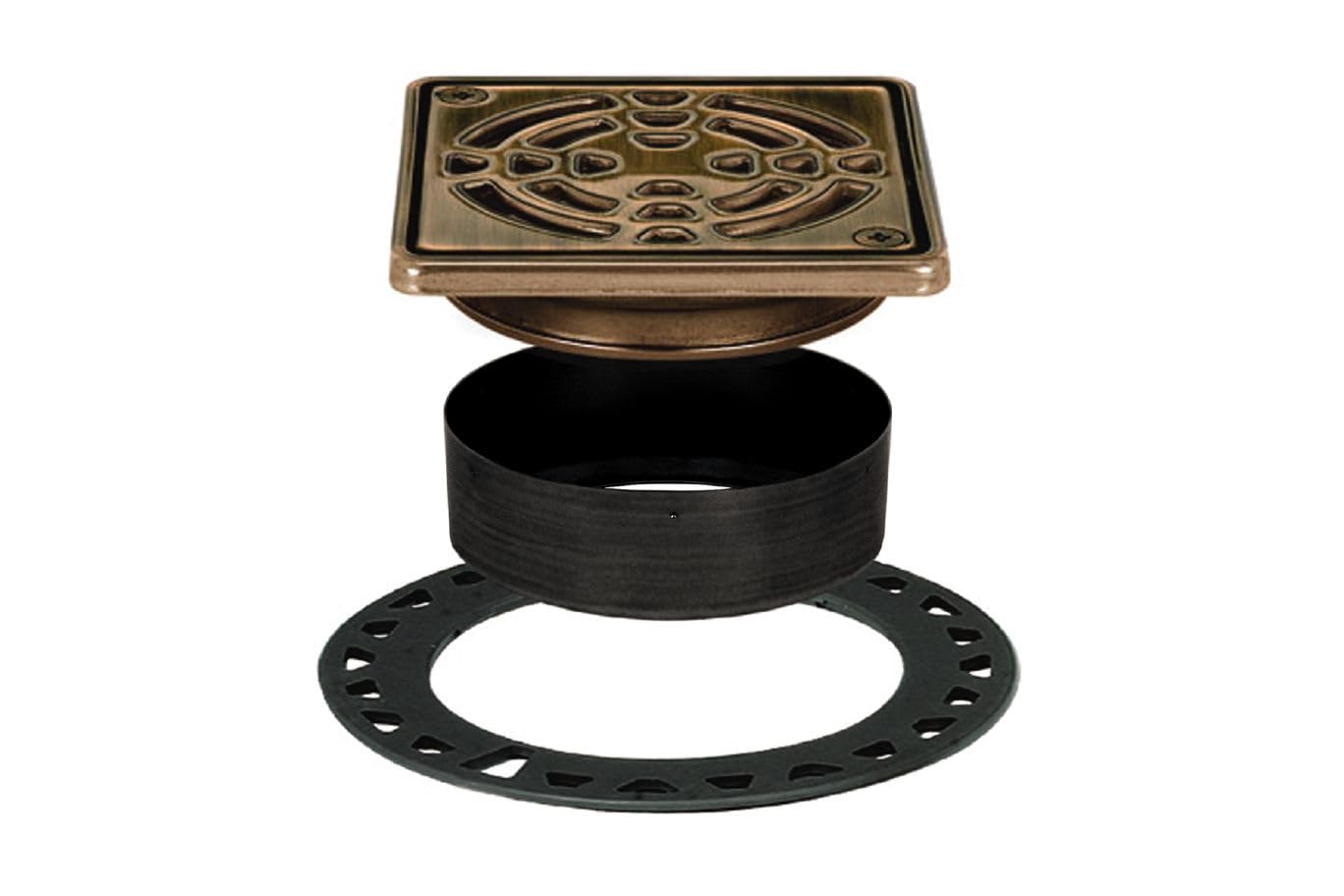 Schluter Kerdi-Drain Classic Shower Grate Kit with Integrated Slope Bonding Flange - Ideal for Tile Showers - 4" Grate Size, Square, Oil-Rubbed Bronze Grate Finish - KD4GRKEOB