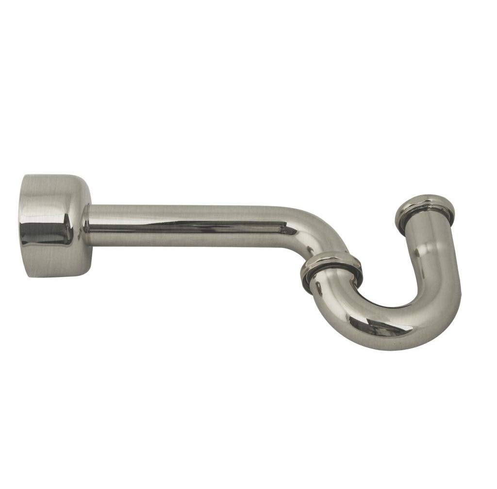 Westbrass A1838L-07 Freestanding Pedestal Sink Faucet Supply Line Risers with P-Trap, Flanges and Cross Handles, Satin Nickel