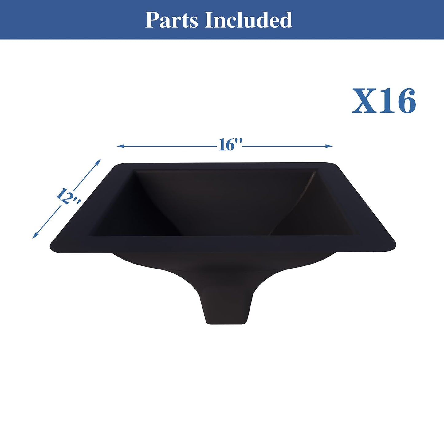 Emayuu 16PCS Black downspouts for Under Deck Drainage System, PE Deck downspouts Use for 12"&16" Joist Spacing DE01